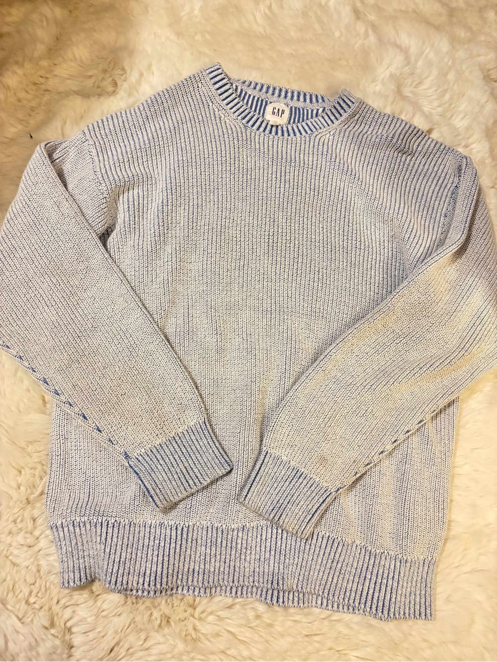 GAP Whit & Light Blue Crewneck Knit Sweater